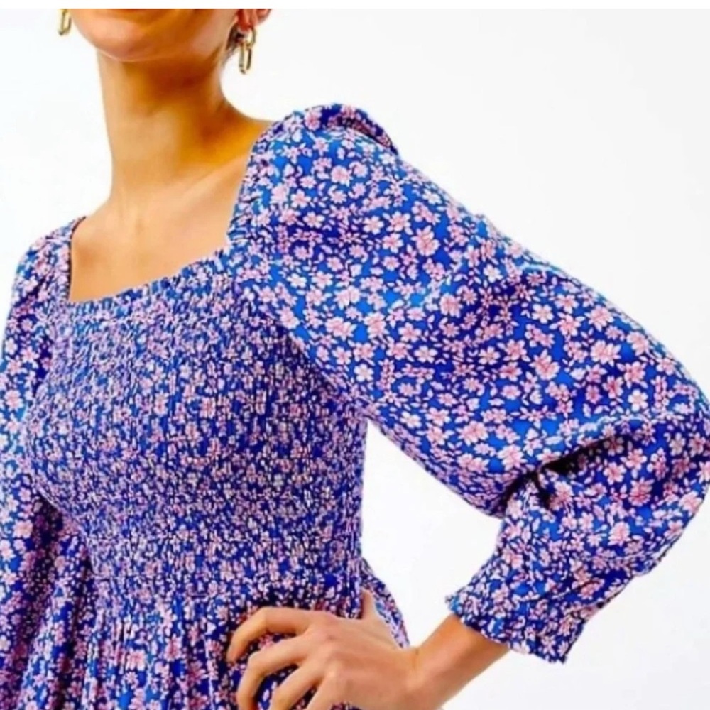 J. Crew Blue and Pink Floral Dress